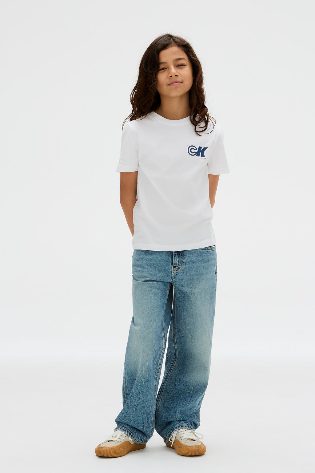 Witte jongens Calvin Klein T-shirt van katoen met logo dessin, korte mouwen en ronde hals