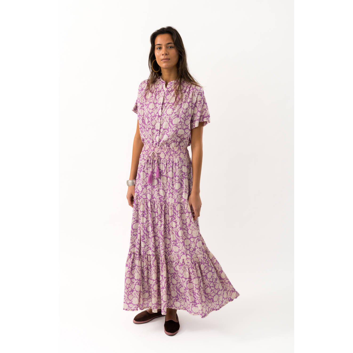 Lollys Laundry Katoenen maxi-rok met print Diamond paars