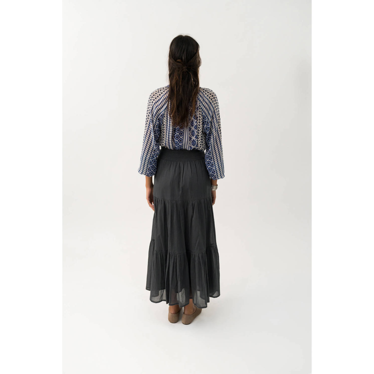 Lollys Laundry Katoenen maxi-rok Diamond zwart