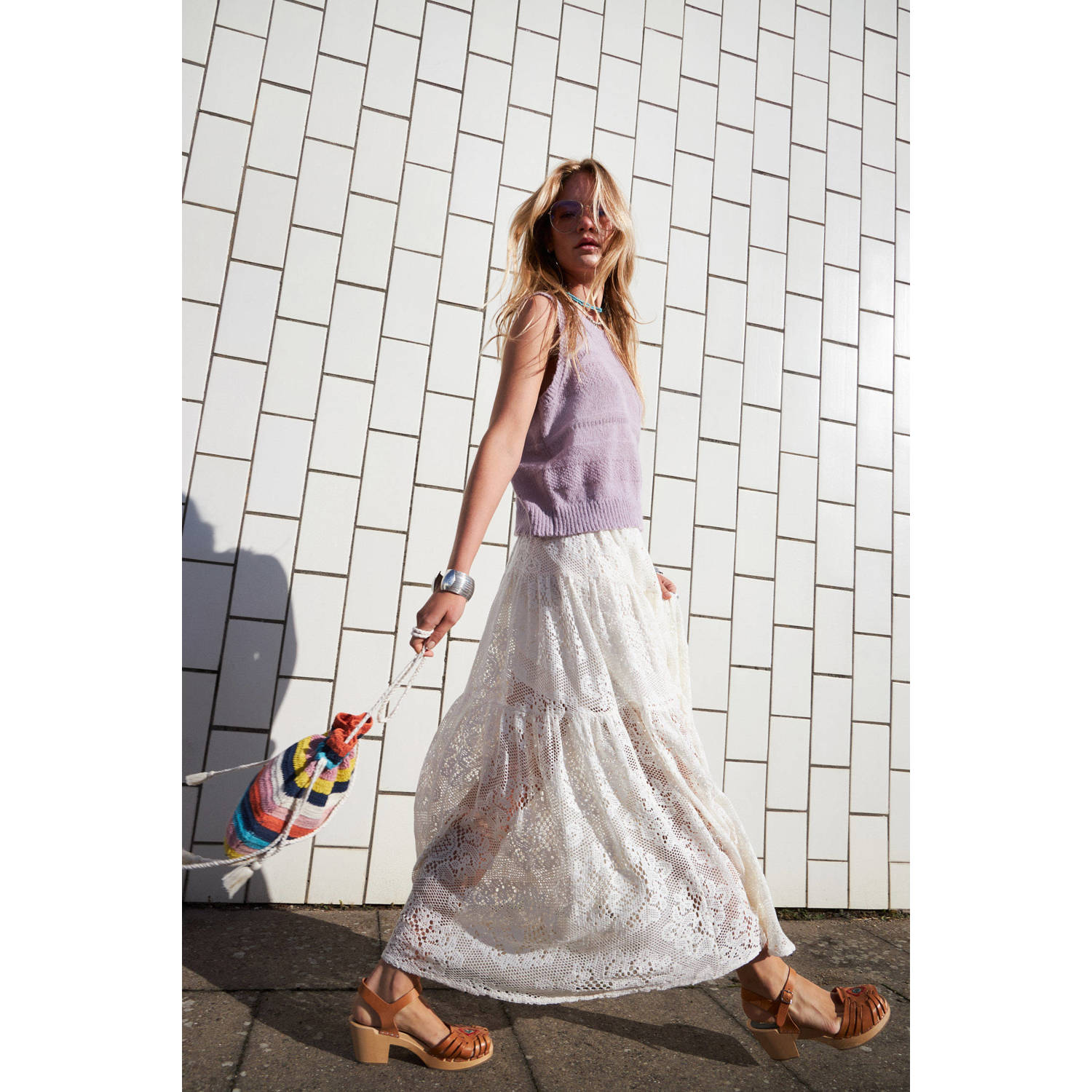 Lollys laundry midi rok ecru