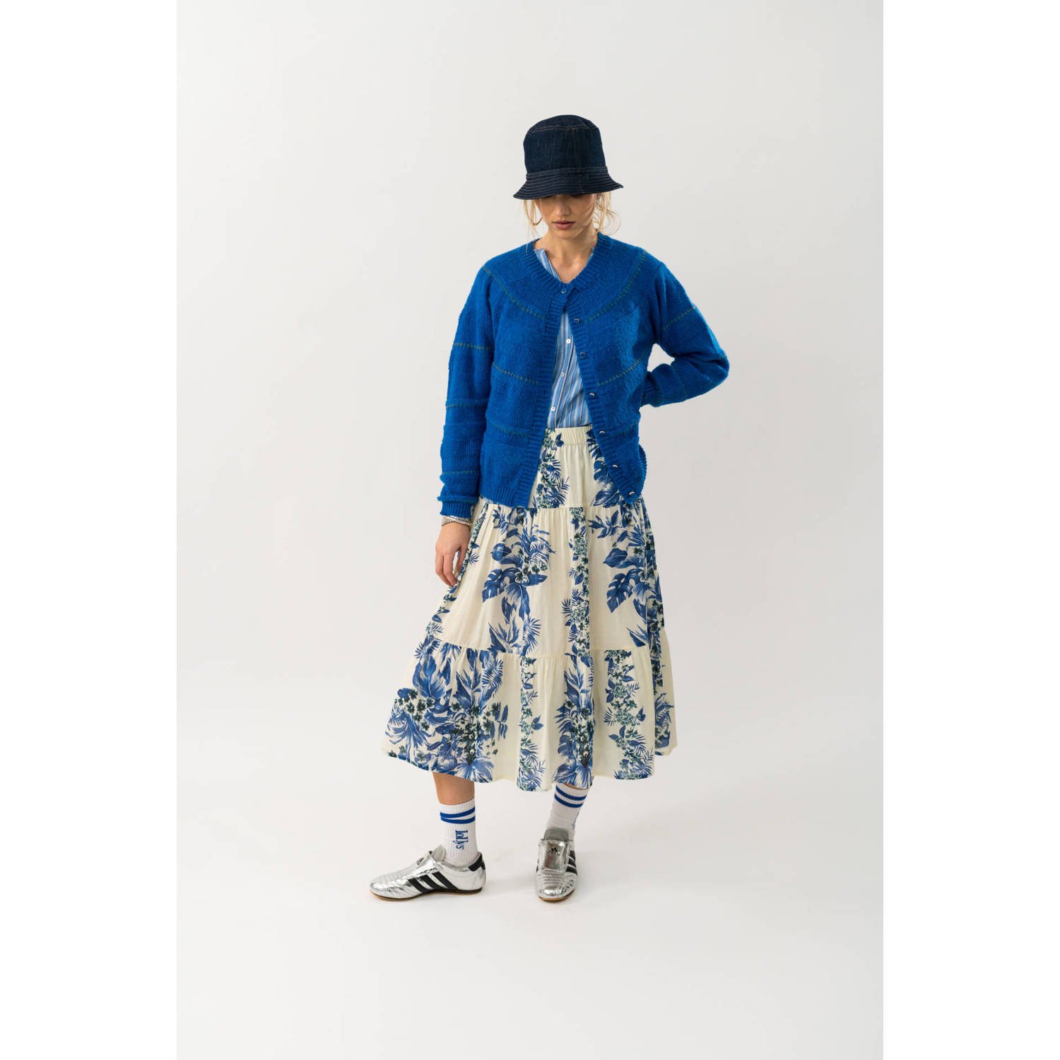 Lollys laundry wollen gebreid vest blauw