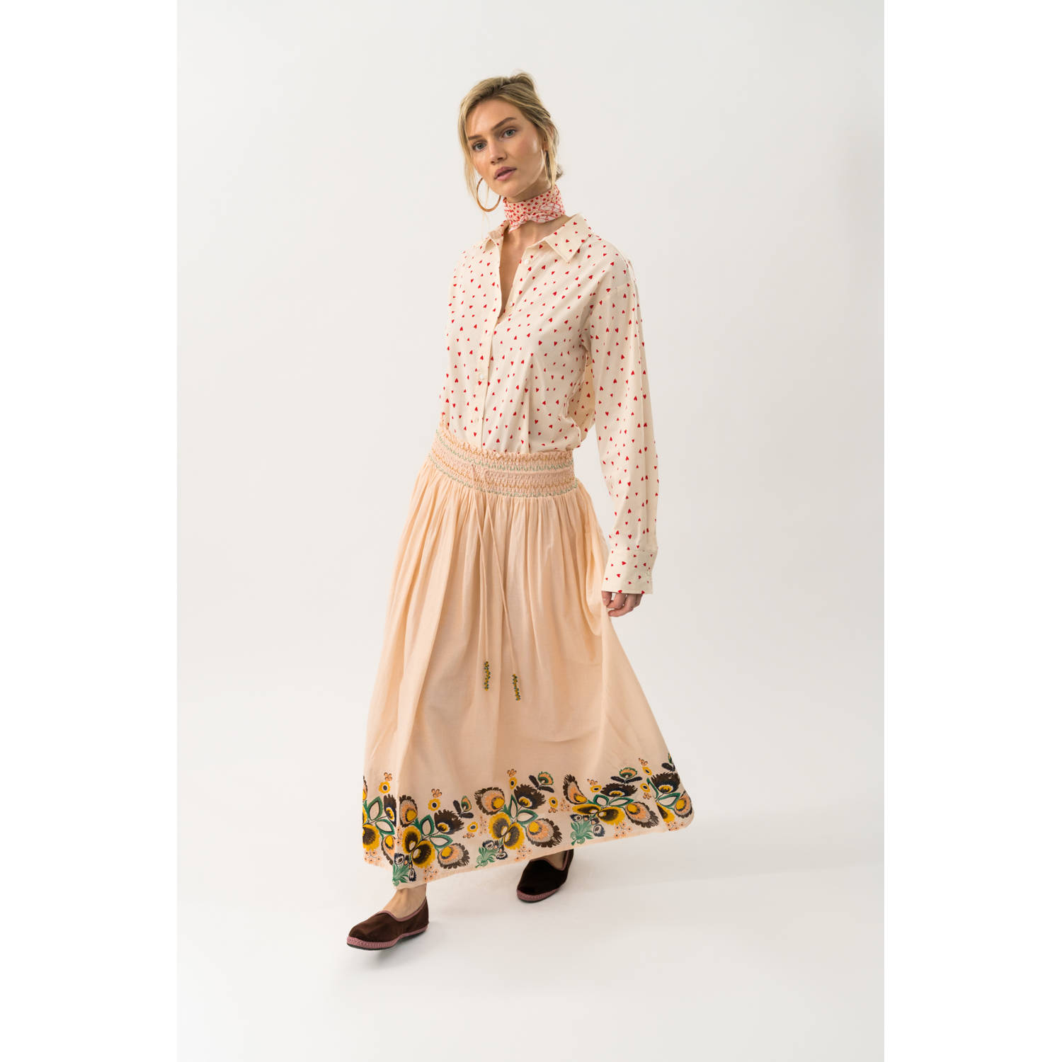 Lollys laundry midi rok lichtroze