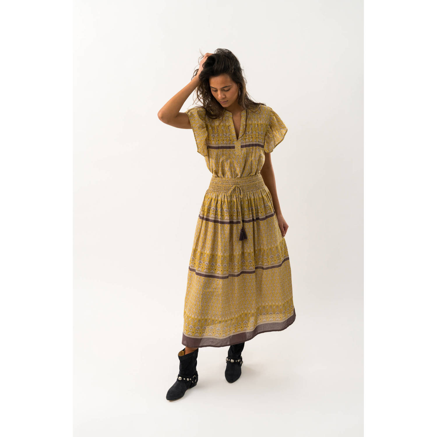 Lollys laundry midi rok geel