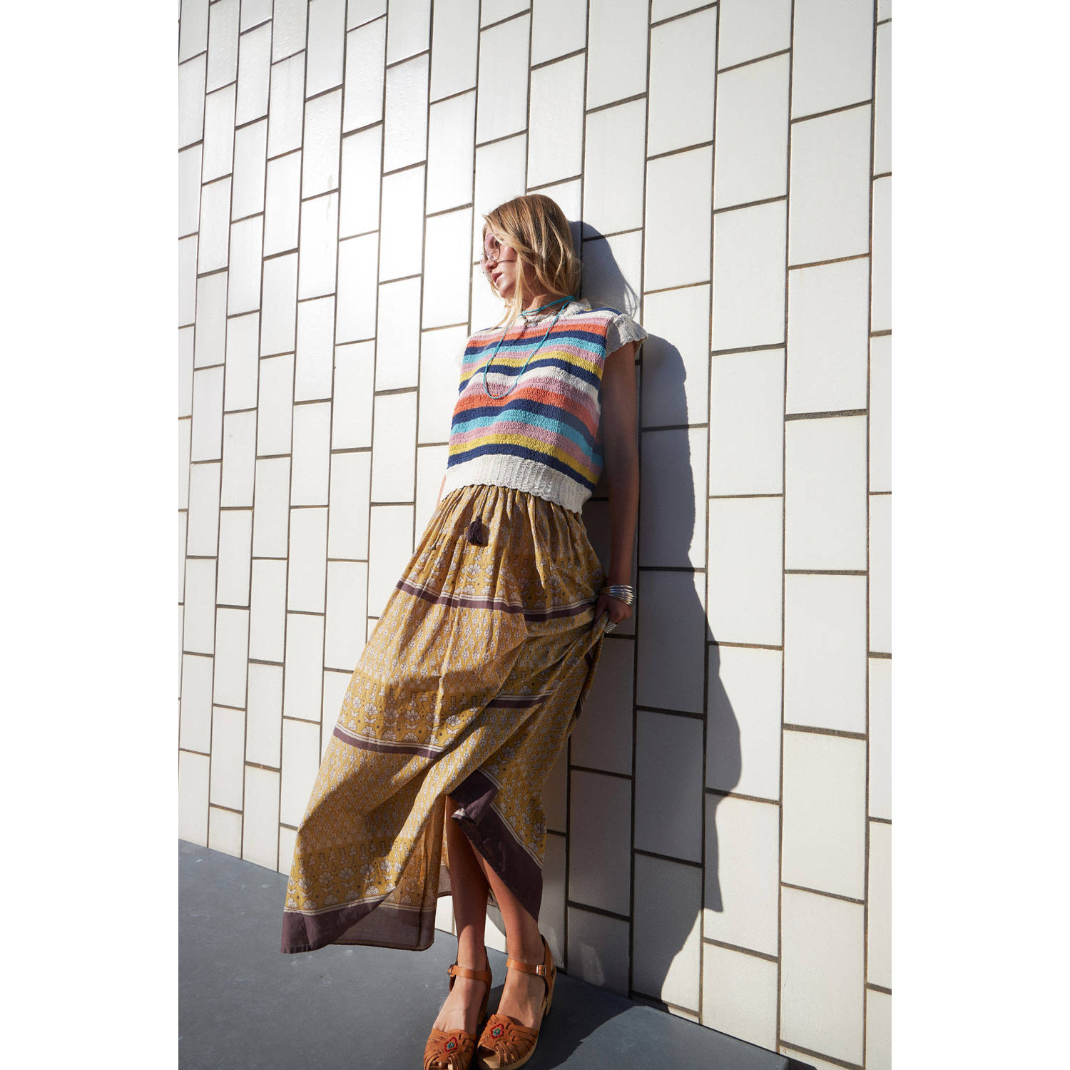 Lollys laundry midi rok geel