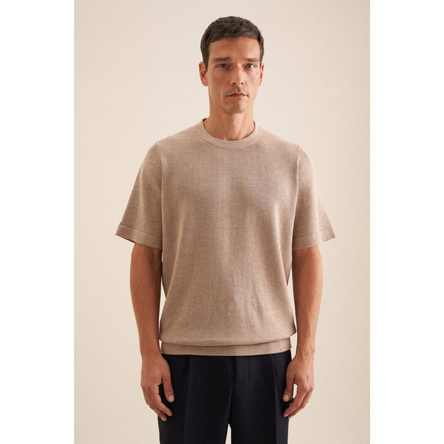 Seidensticker T-shirt fijn gebreid beige