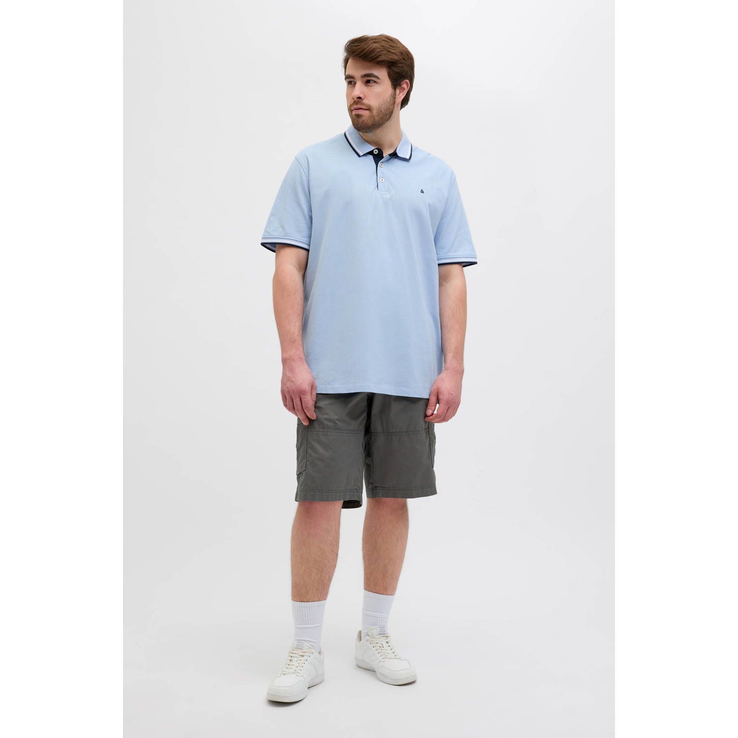 JACK & JONES PLUS SIZE regular polo lichtblauw