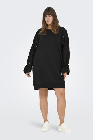 sweatjurk broderie zwart
