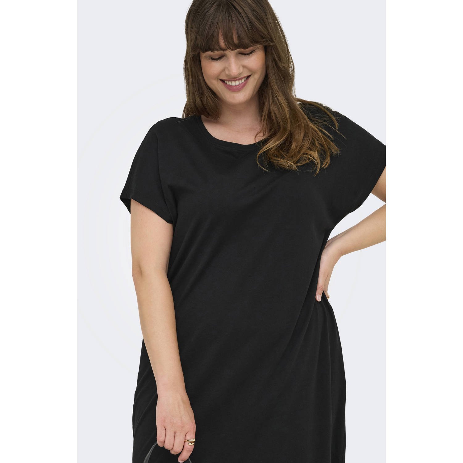 ONLY CARMAKOMA t-shirtjurk zwart