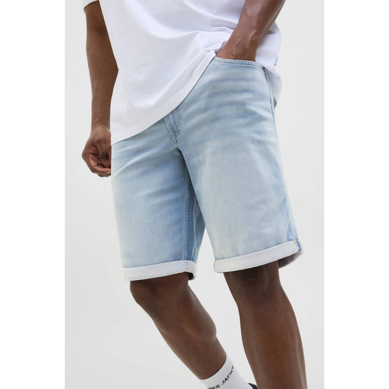 JACK & JONES PLUS SIZE regular denim short light blue denim