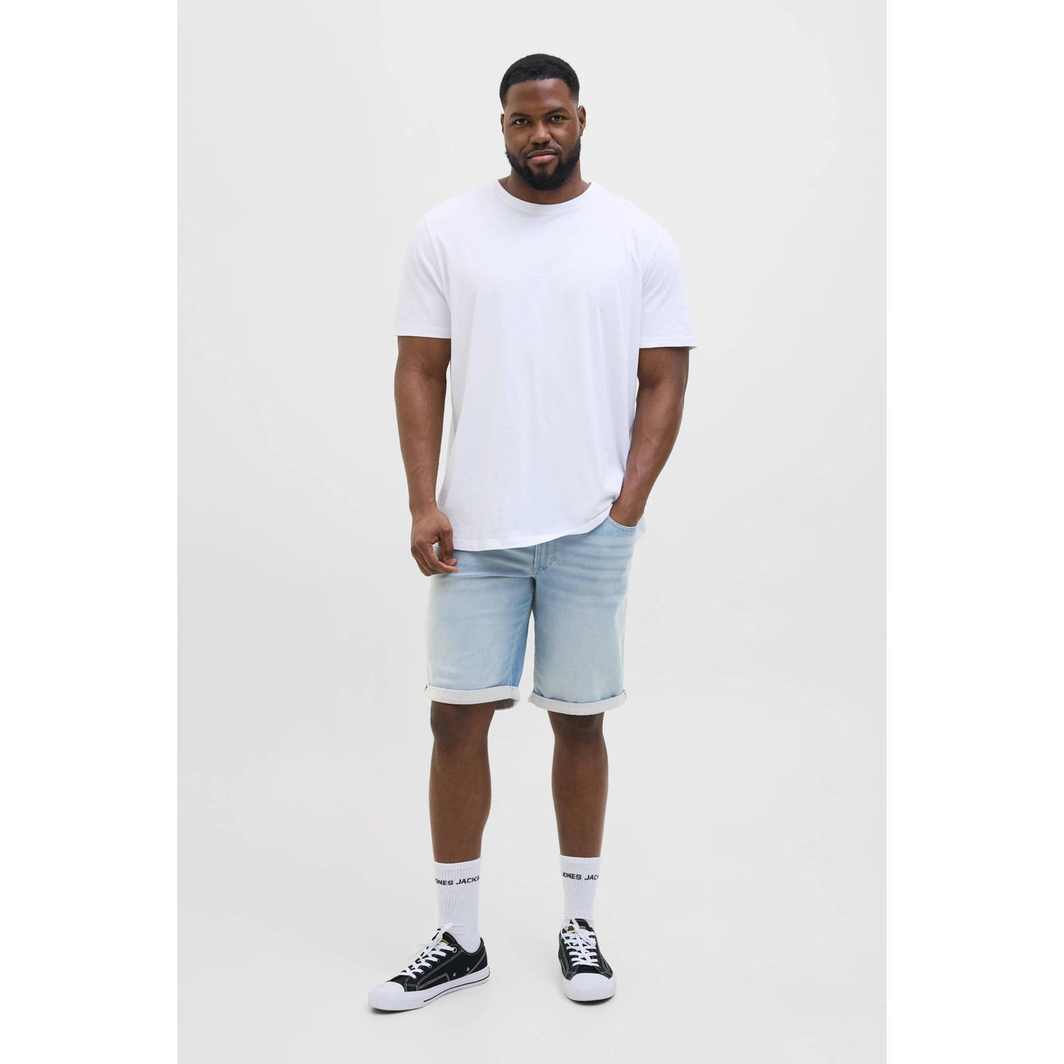 JACK & JONES PLUS SIZE regular denim short light blue denim