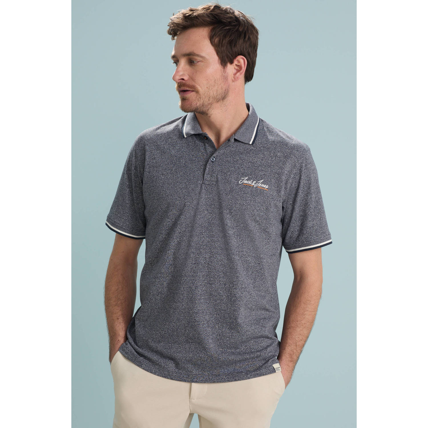 JACK & JONES ORIGINALS regular polo donkerblauw