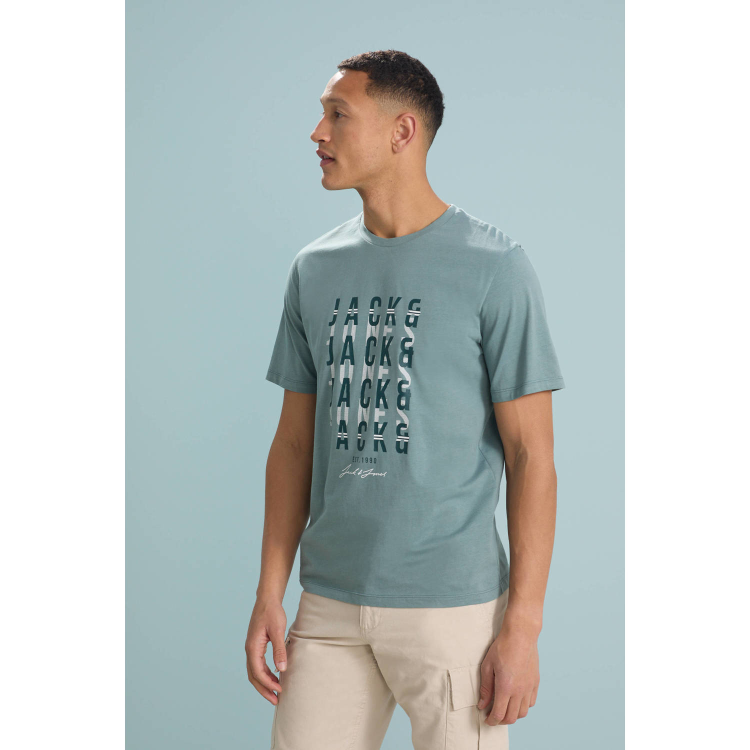 JACK & JONES T-shirt grijsgroen
