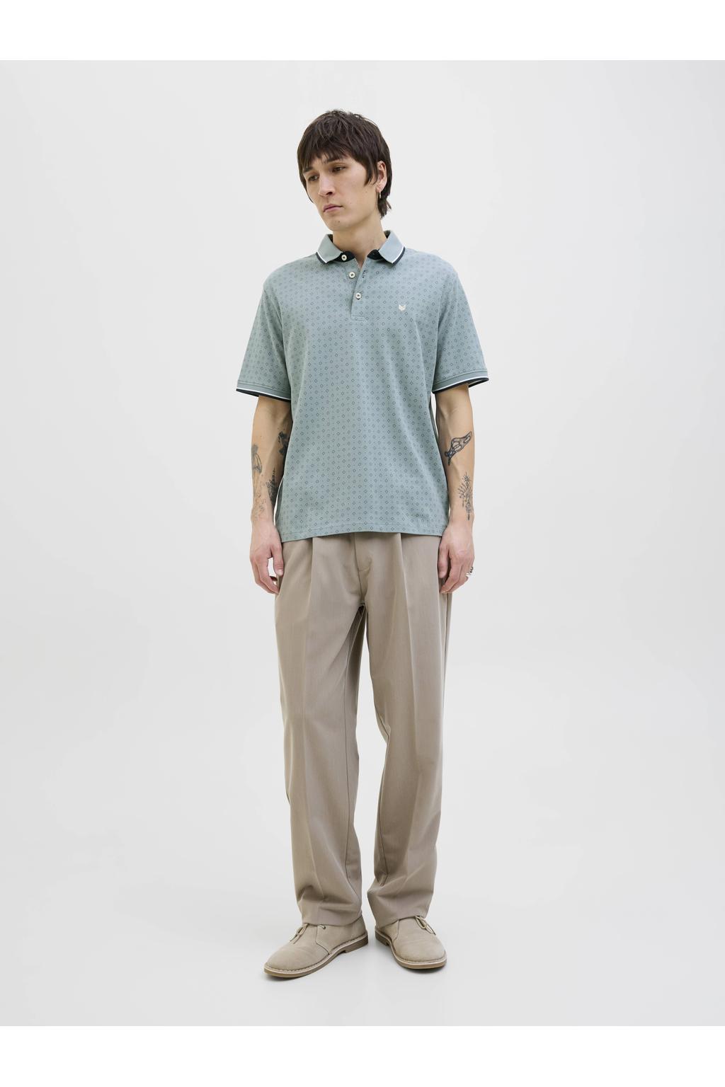 JACK & JONES PREMIUM slim polo grijsgroen