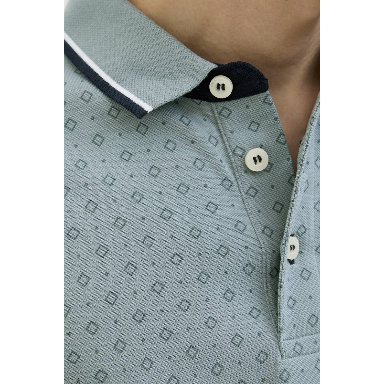 JACK & JONES PREMIUM slim polo grijsgroen