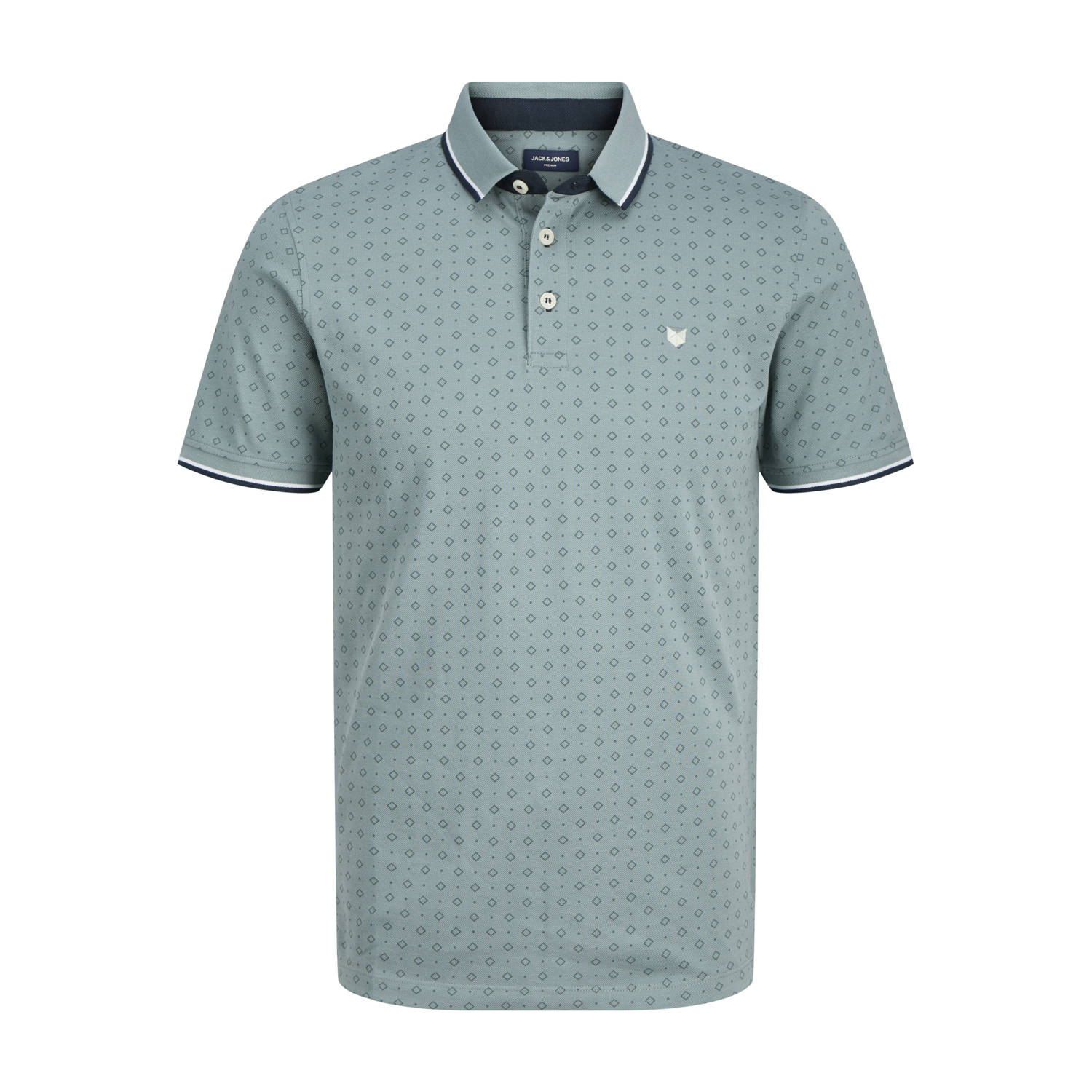 JACK & JONES PREMIUM slim polo grijsgroen