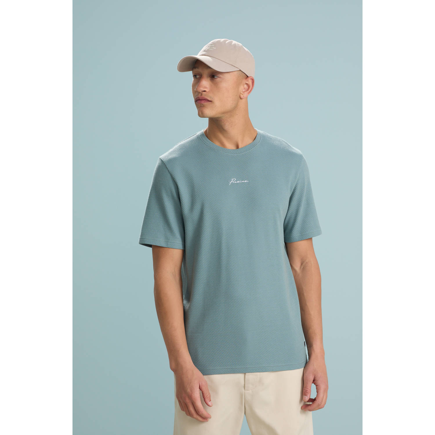 JACK & JONES PREMIUM T-shirt met textuur grijsblauw