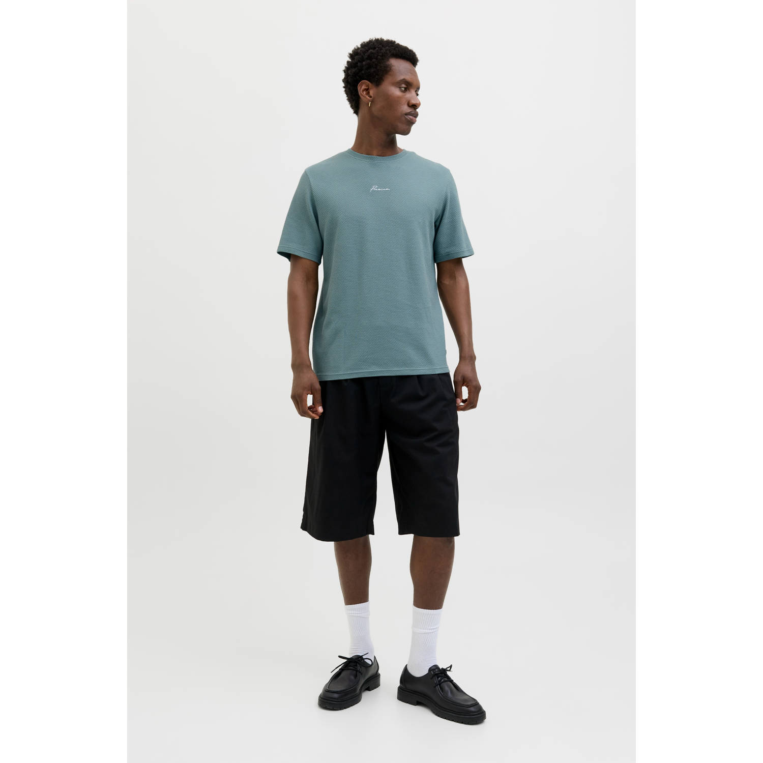 JACK & JONES PREMIUM T-shirt met textuur grijsblauw