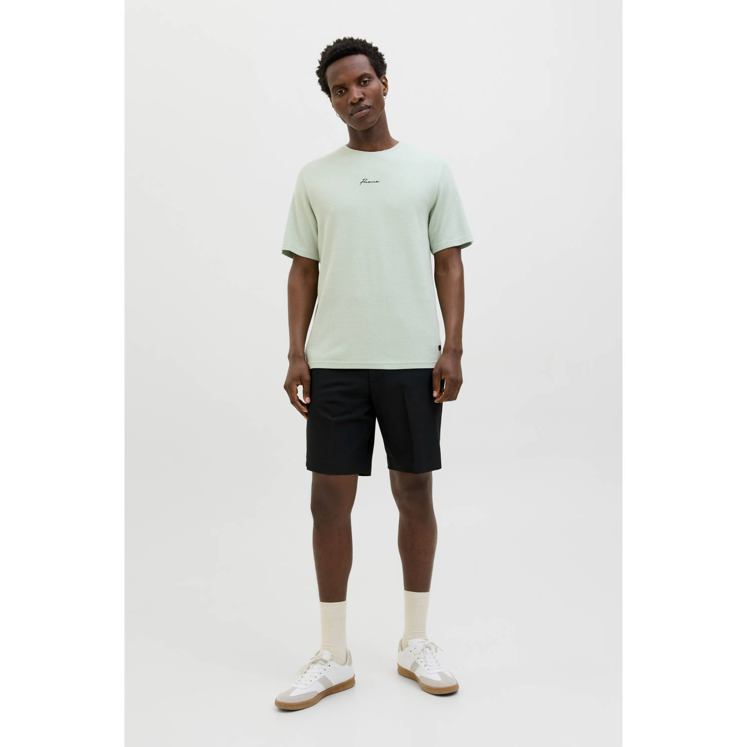 JACK & JONES PREMIUM T-shirt met textuur lichtgroen