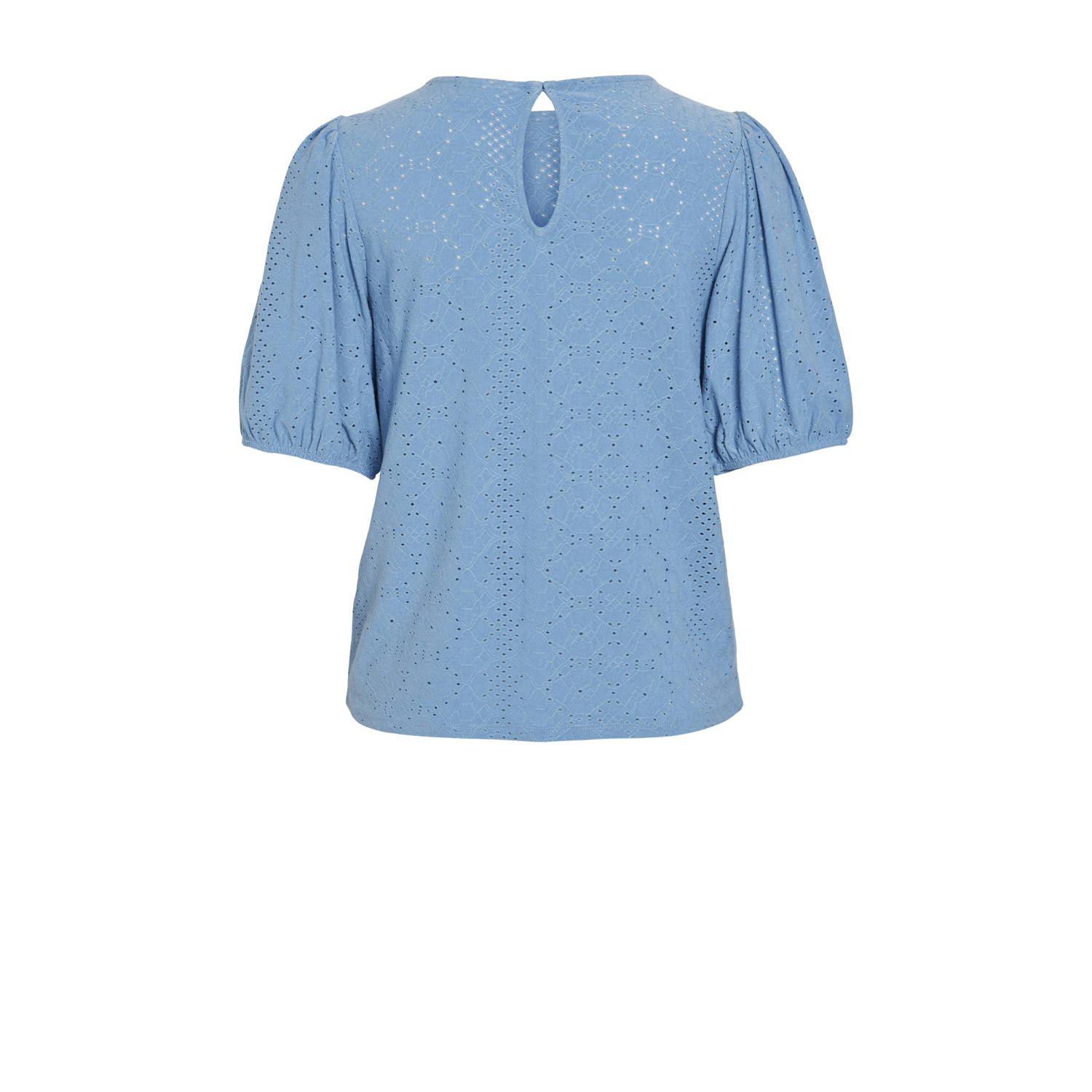 VILA top lichtblauw broderie