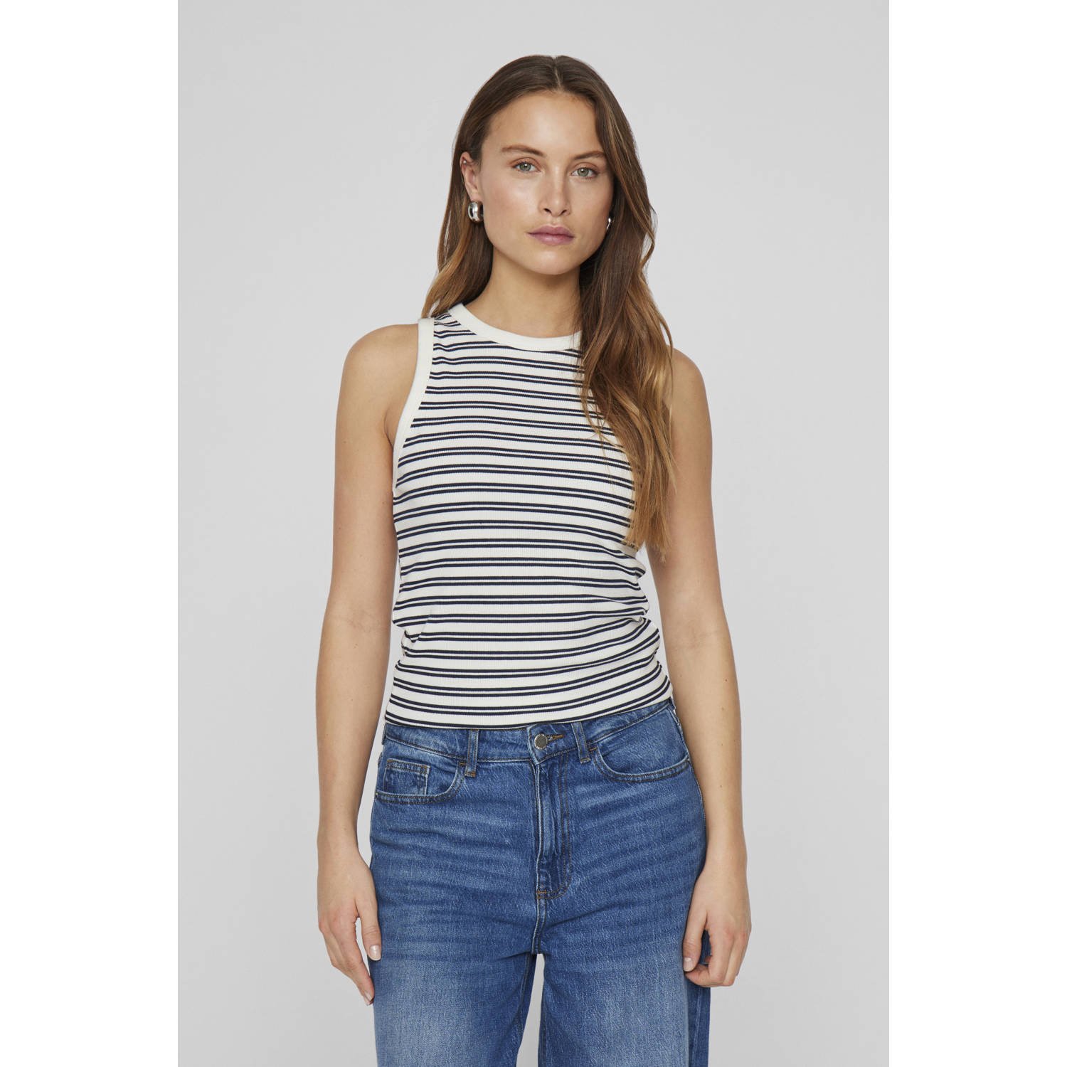 VILA top blauw wit
