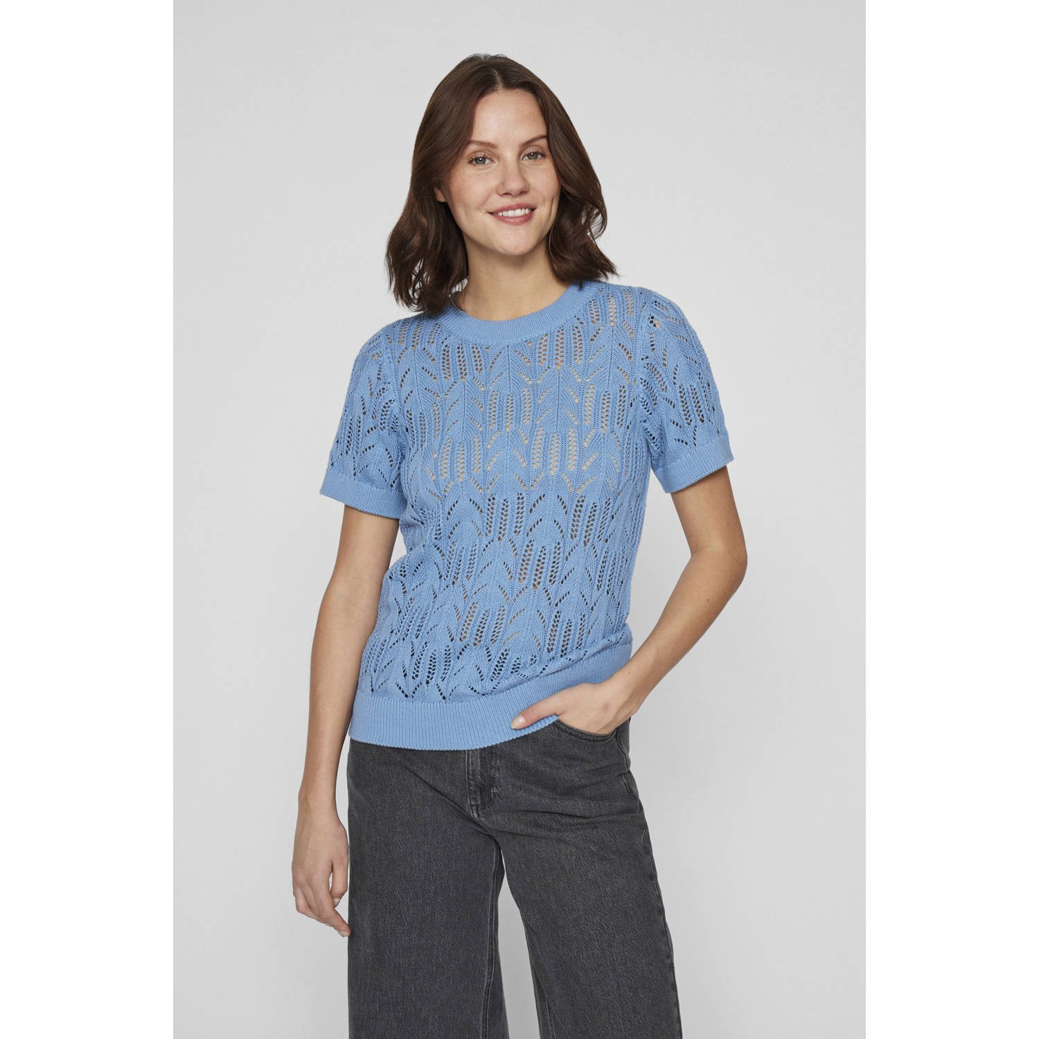 VILA trui blauw gebreid