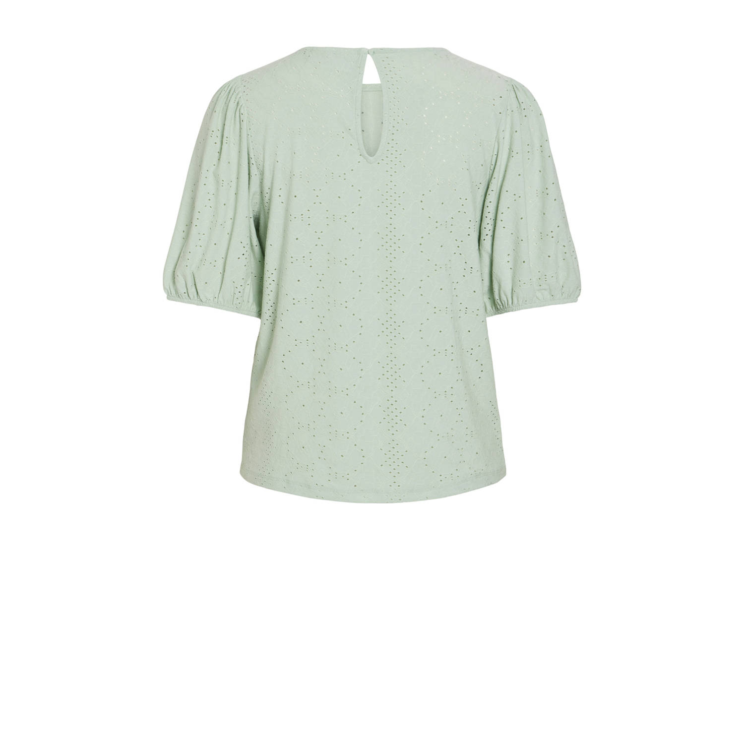 VILA top lichtgroen broderie