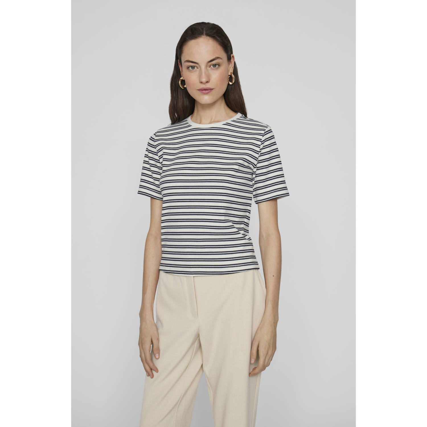 VILA top donkerblauw gebreid