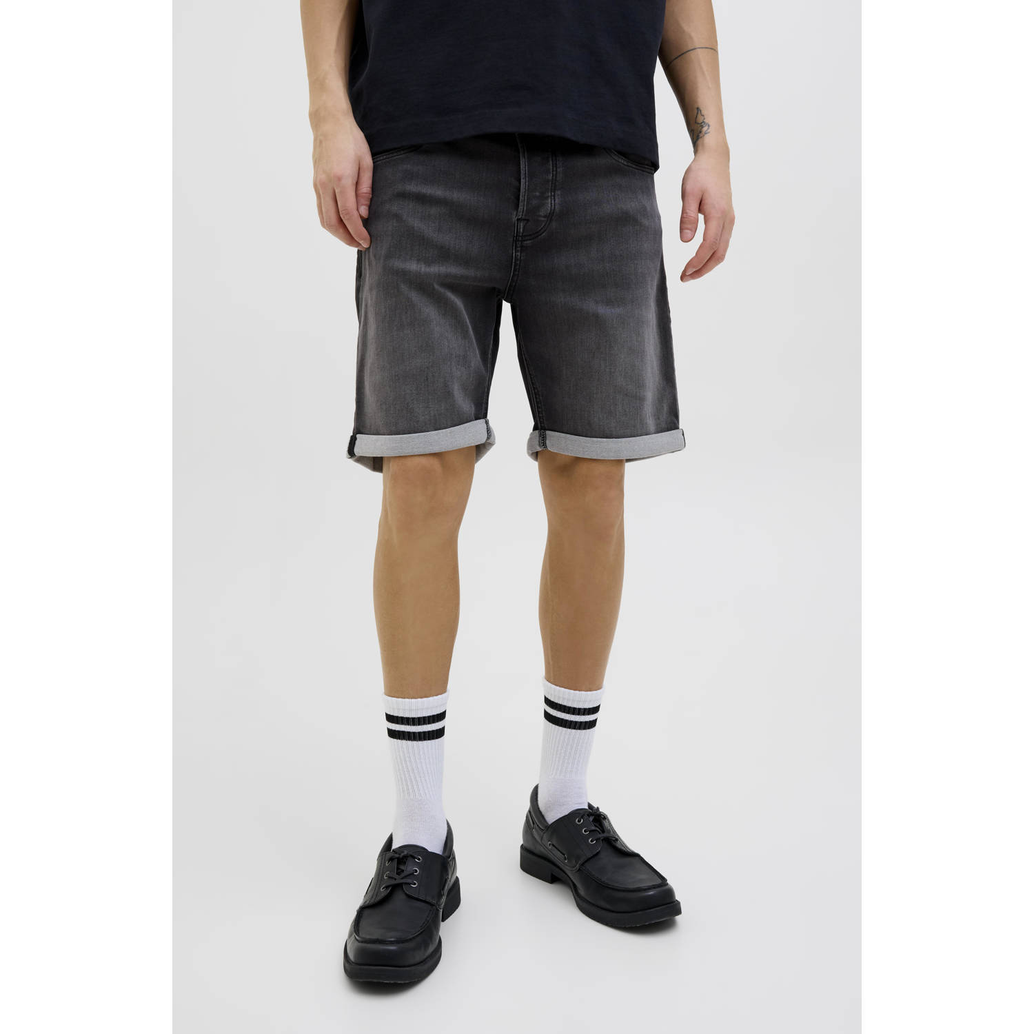 JACK & JONES JEANS INTELLIGENCE regular bermuda short JJIRICK JJICON black denim