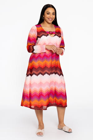 midi jurk roze