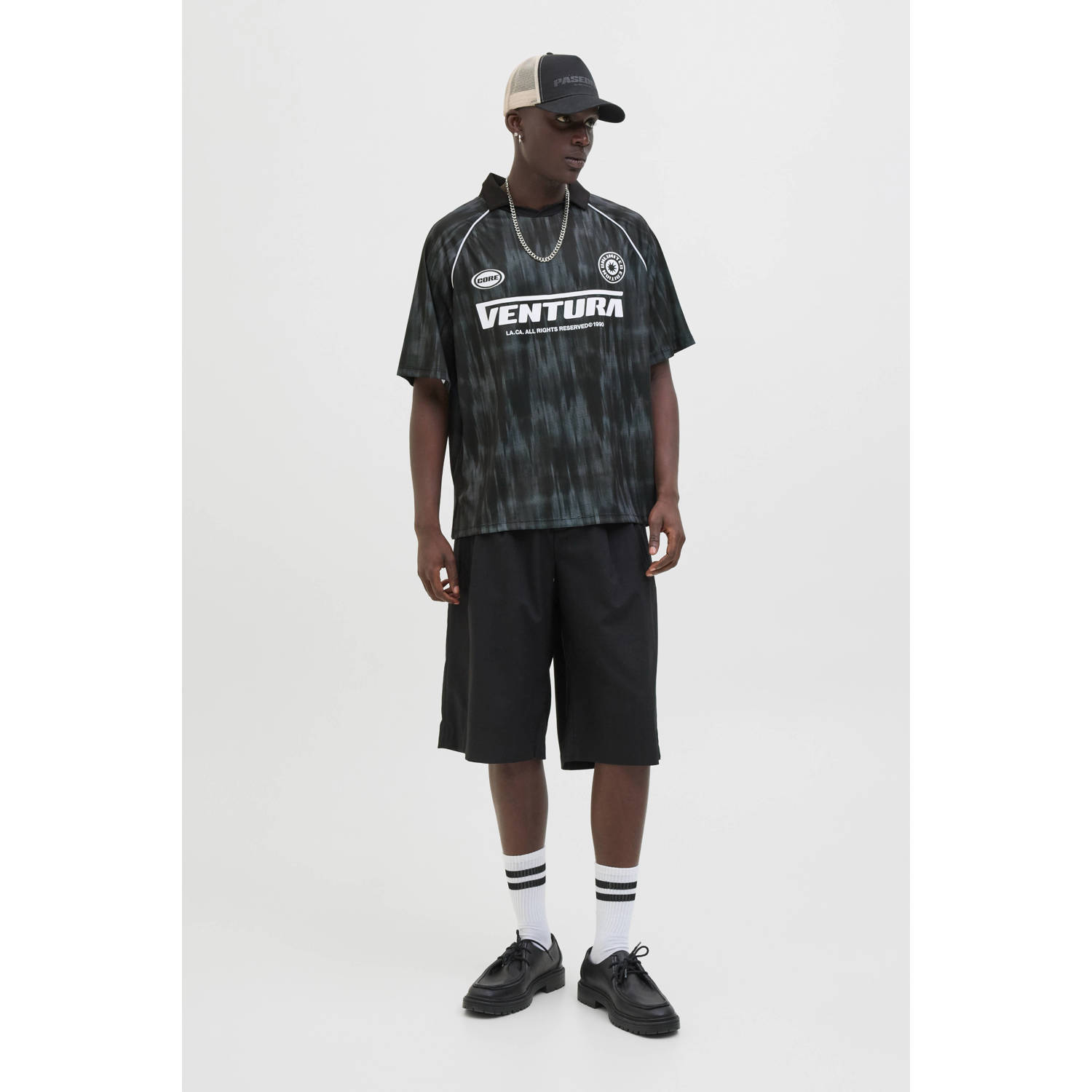 JACK & JONES CORE oversized polo zwart