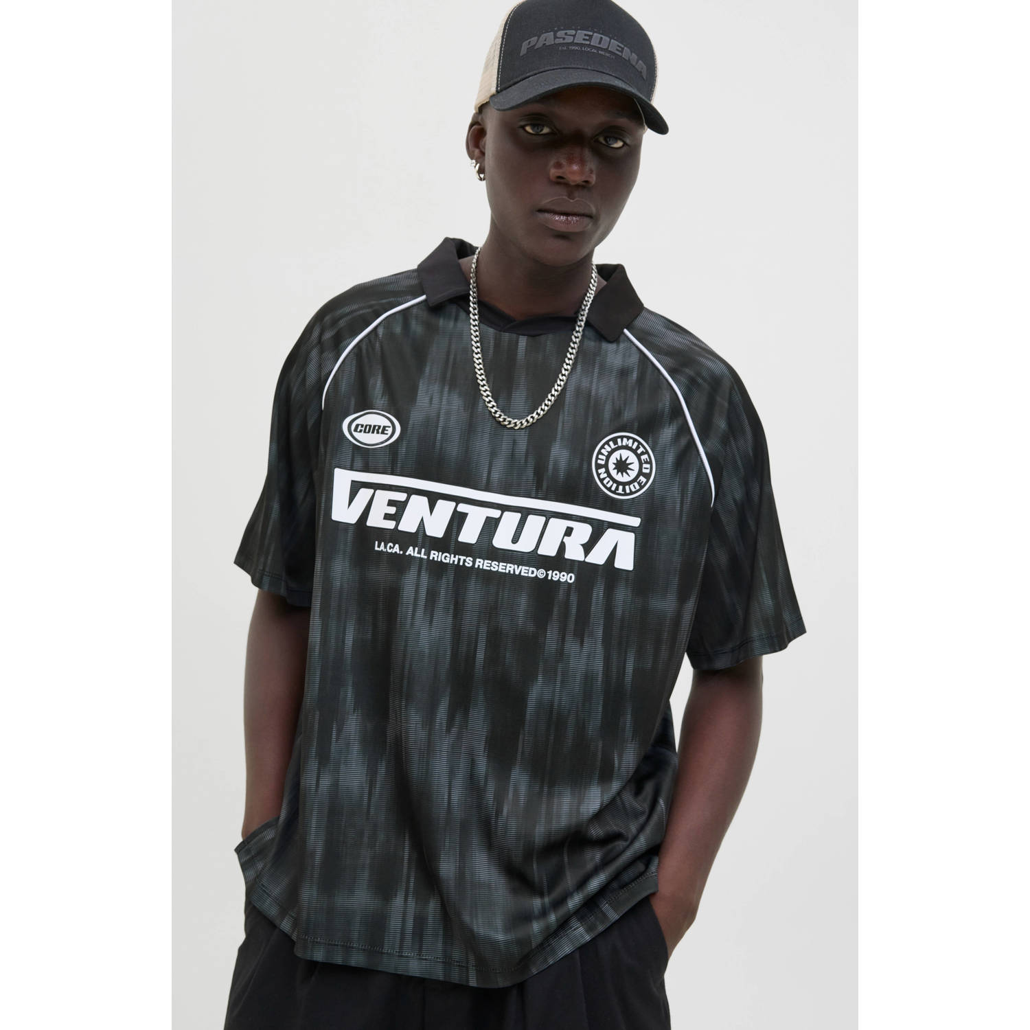 JACK & JONES CORE oversized polo zwart