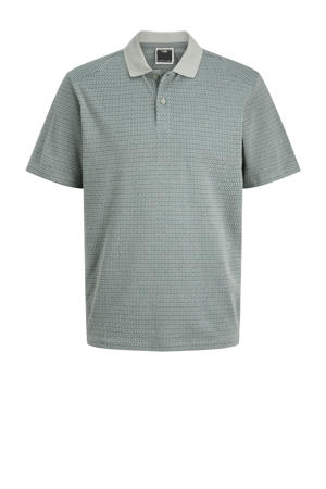 regular polo met ingebreid patroon grijsgroen