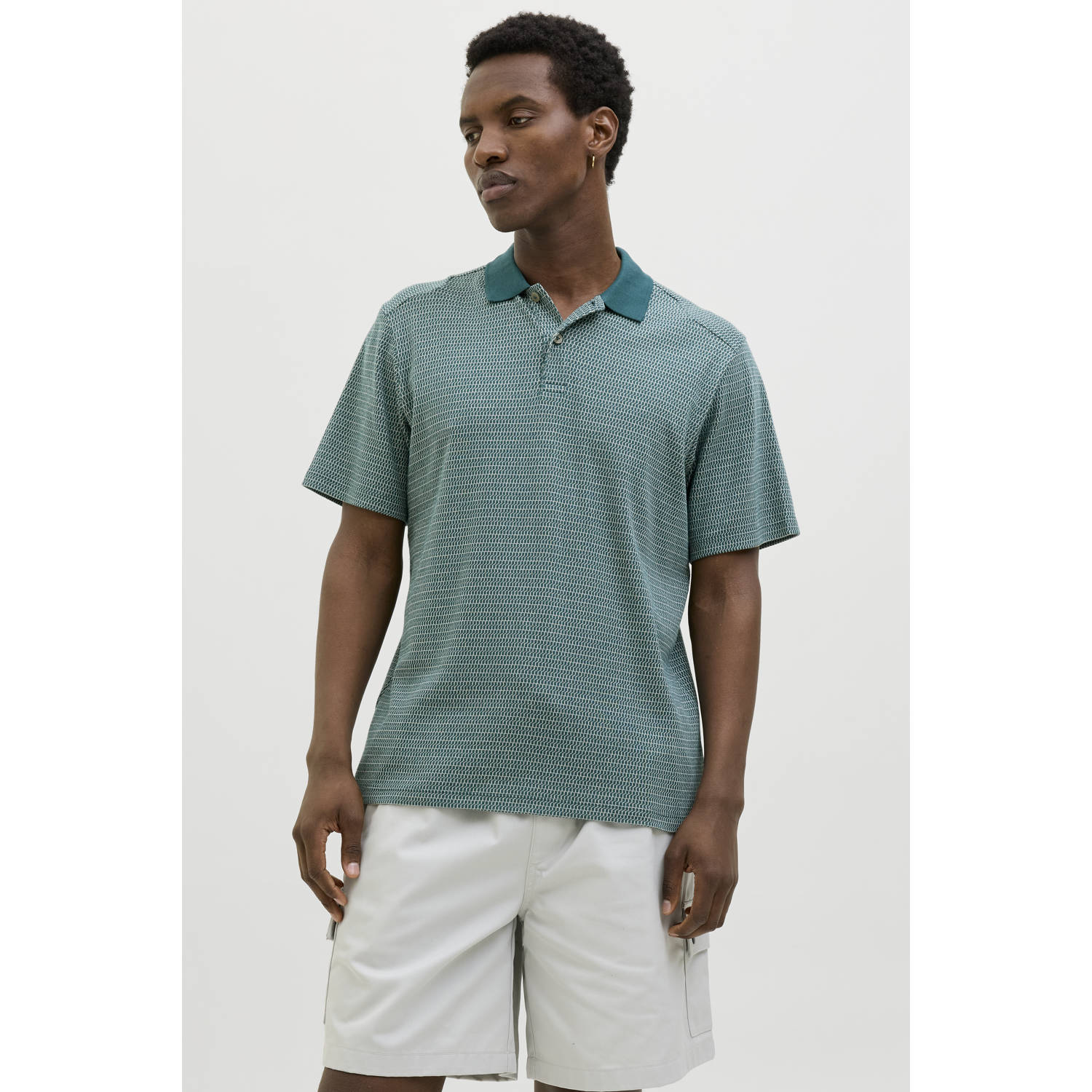 JACK & JONES CORE regular polo met ingebreid patroon groen