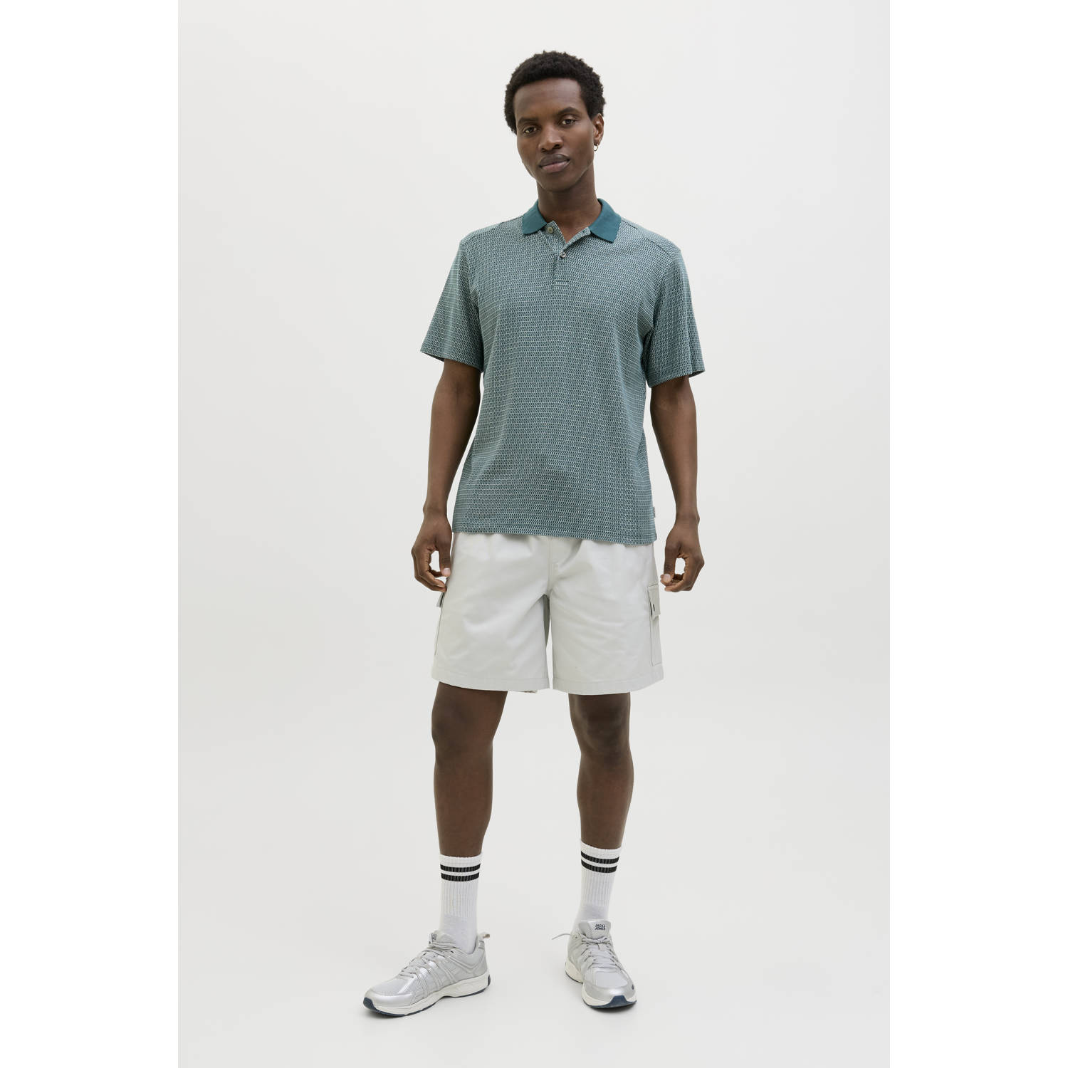 JACK & JONES CORE regular polo met ingebreid patroon groen