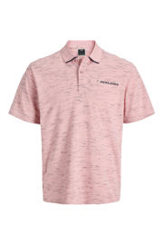 thumbnail: Roze heren JACK & JONES CORE regular polo van katoen met melée print, korte mouwen, klassieke kraag en knoopsluiting