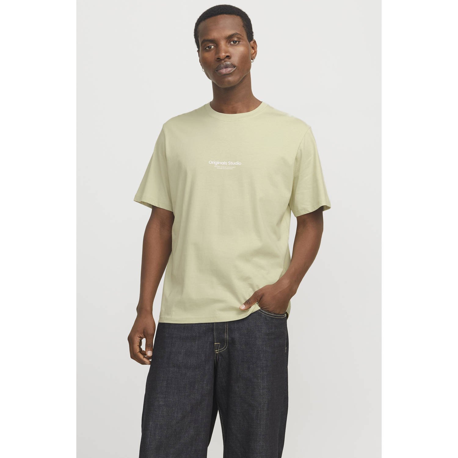 JACK & JONES ORIGINALS regular T-shirt JORVESTERBRO met printopdruk lichtgroen