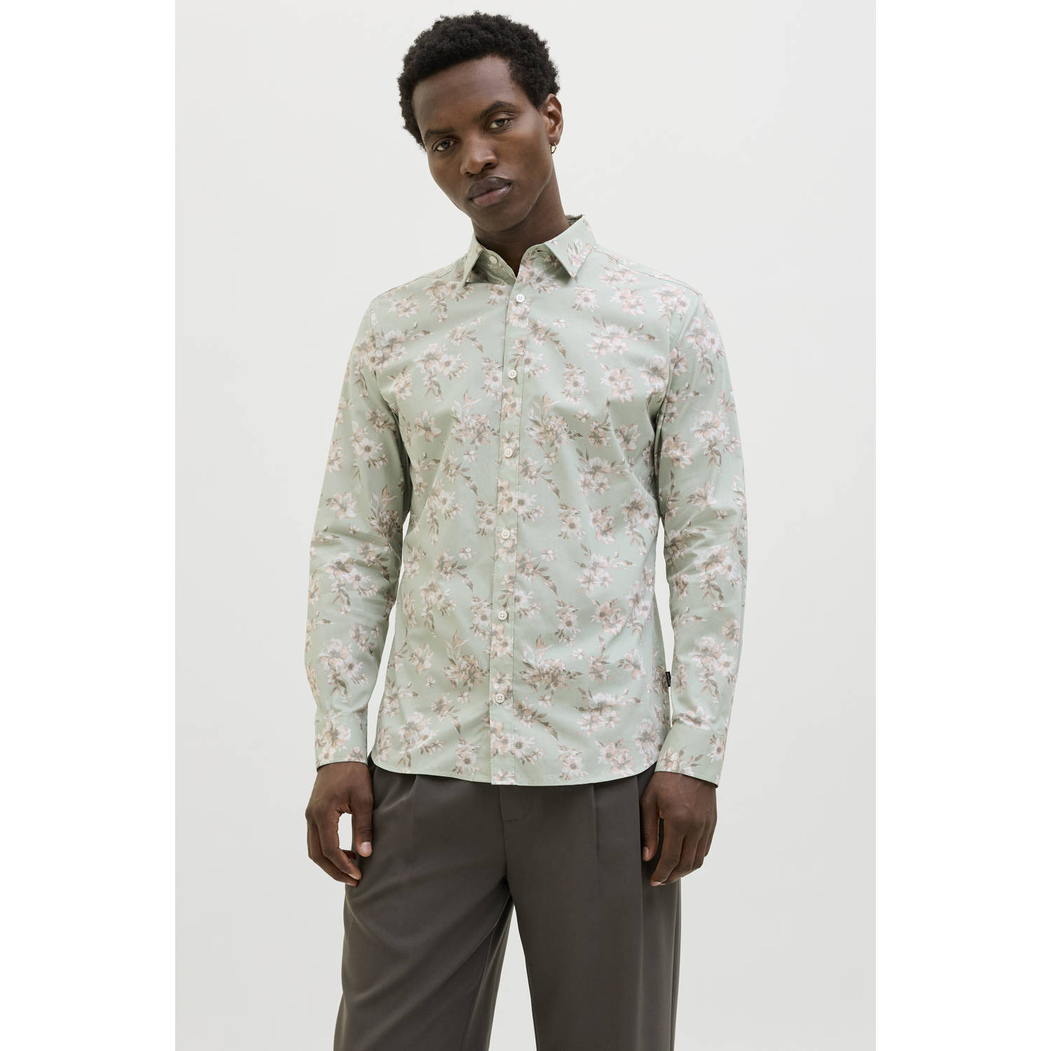 JACK & JONES PREMIUM casual overhemd lichtgroen