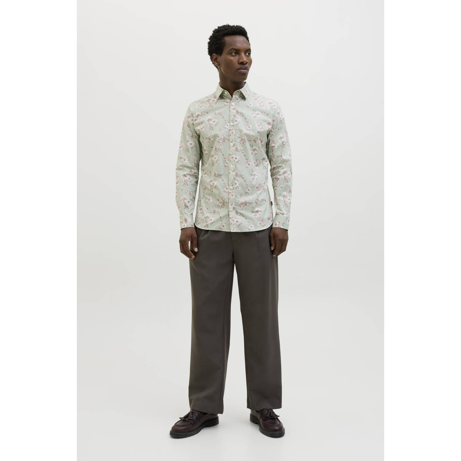 JACK & JONES PREMIUM casual overhemd lichtgroen