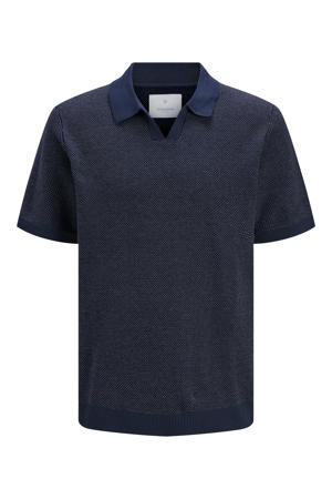 regular polo gebreid donkerblauw