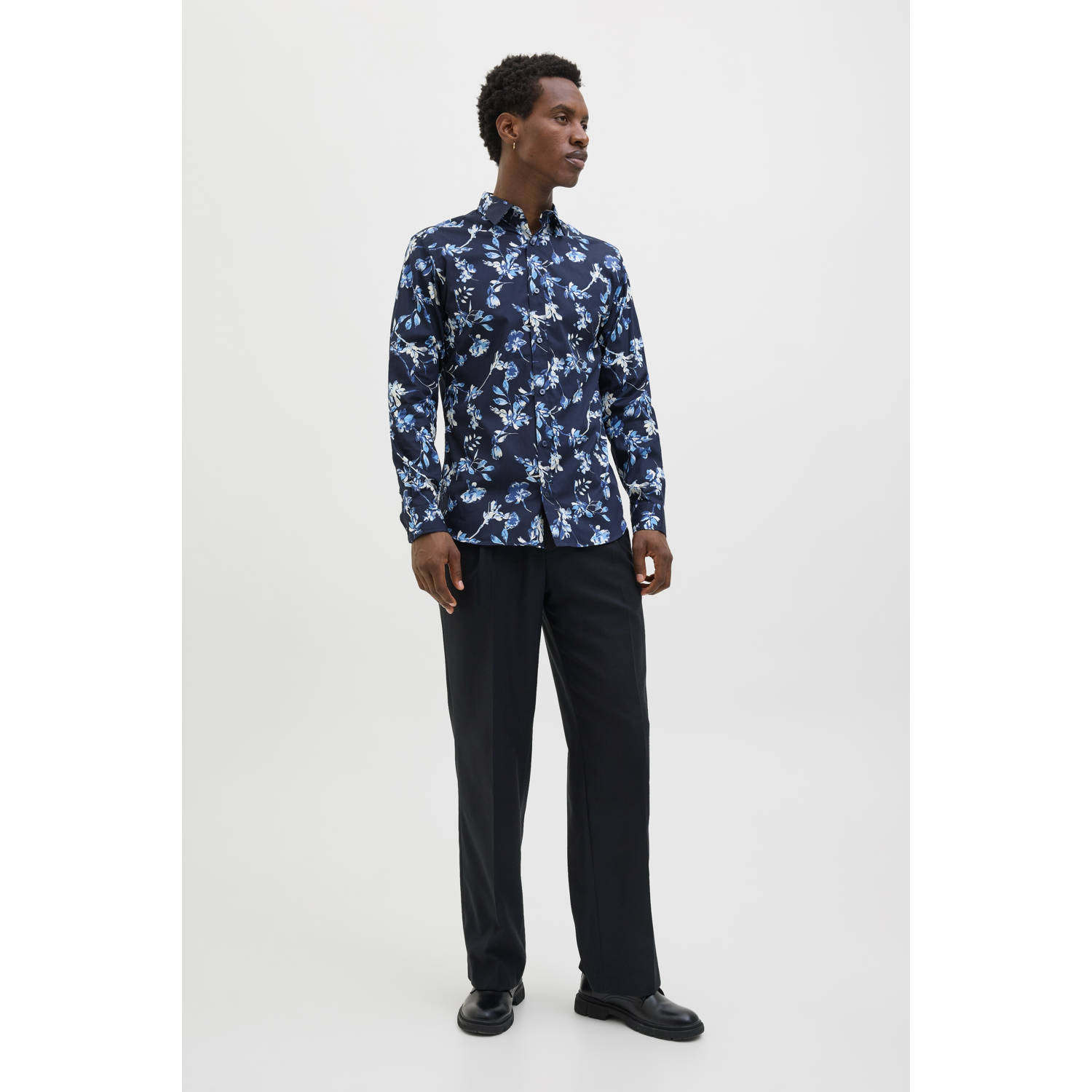 JACK & JONES PREMIUM casual overhemd donkerblauw