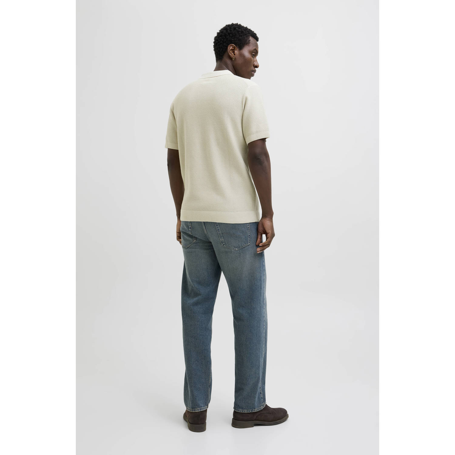 JACK & JONES PREMIUM regular polo gebreid beige