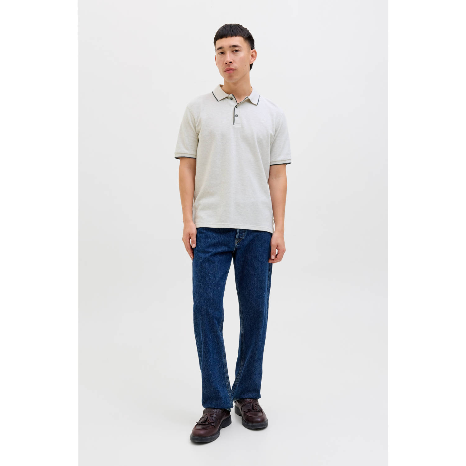 JACK & JONES PREMIUM regular polo lichtgrijs