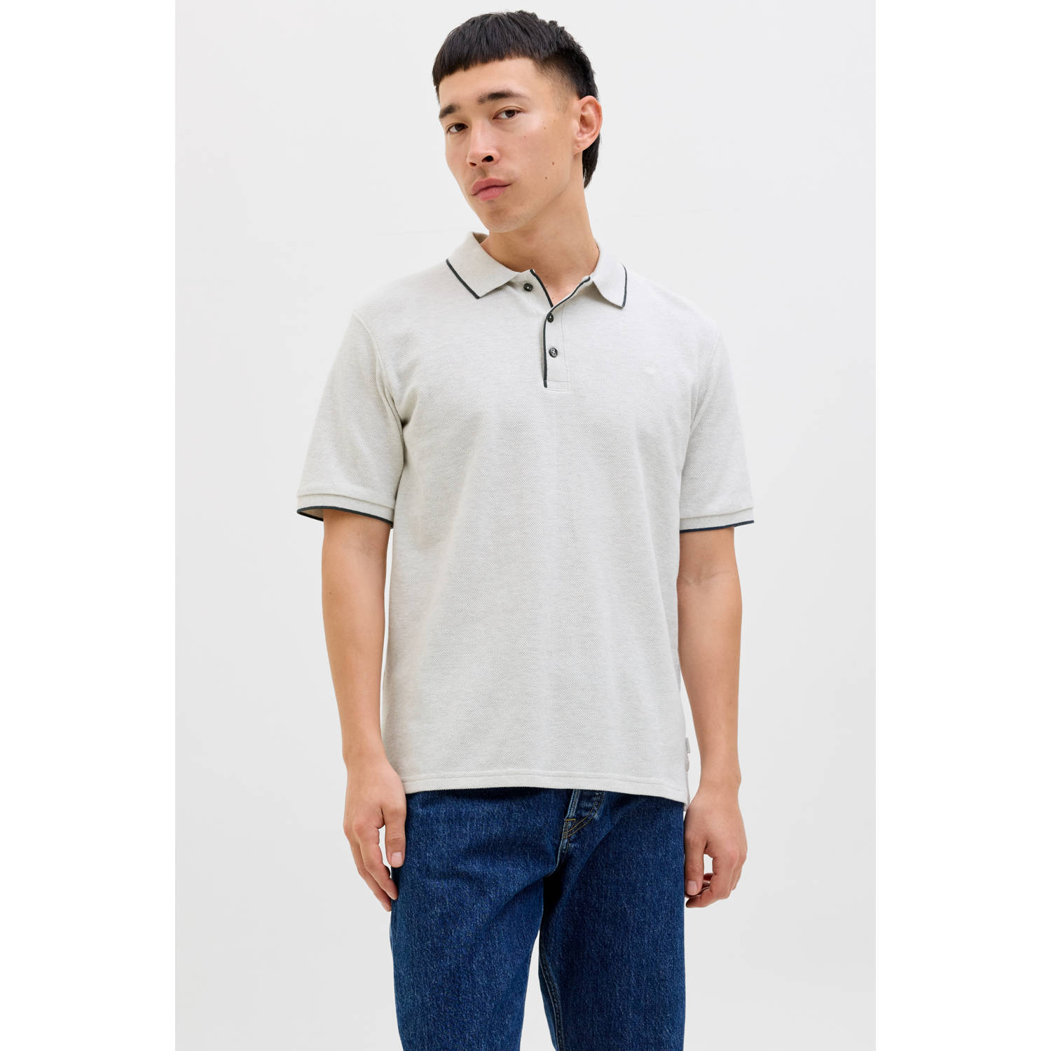 JACK & JONES PREMIUM regular polo lichtgrijs