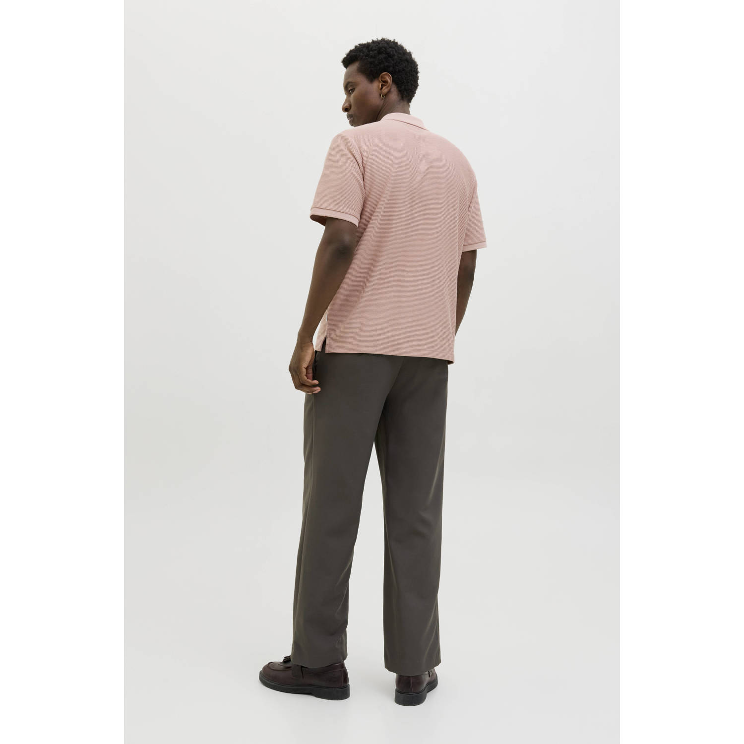JACK & JONES PREMIUM relaxed polo gebreid oudroze
