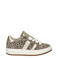 Nelson Kids suède sneakers met panterprint beige/zwart