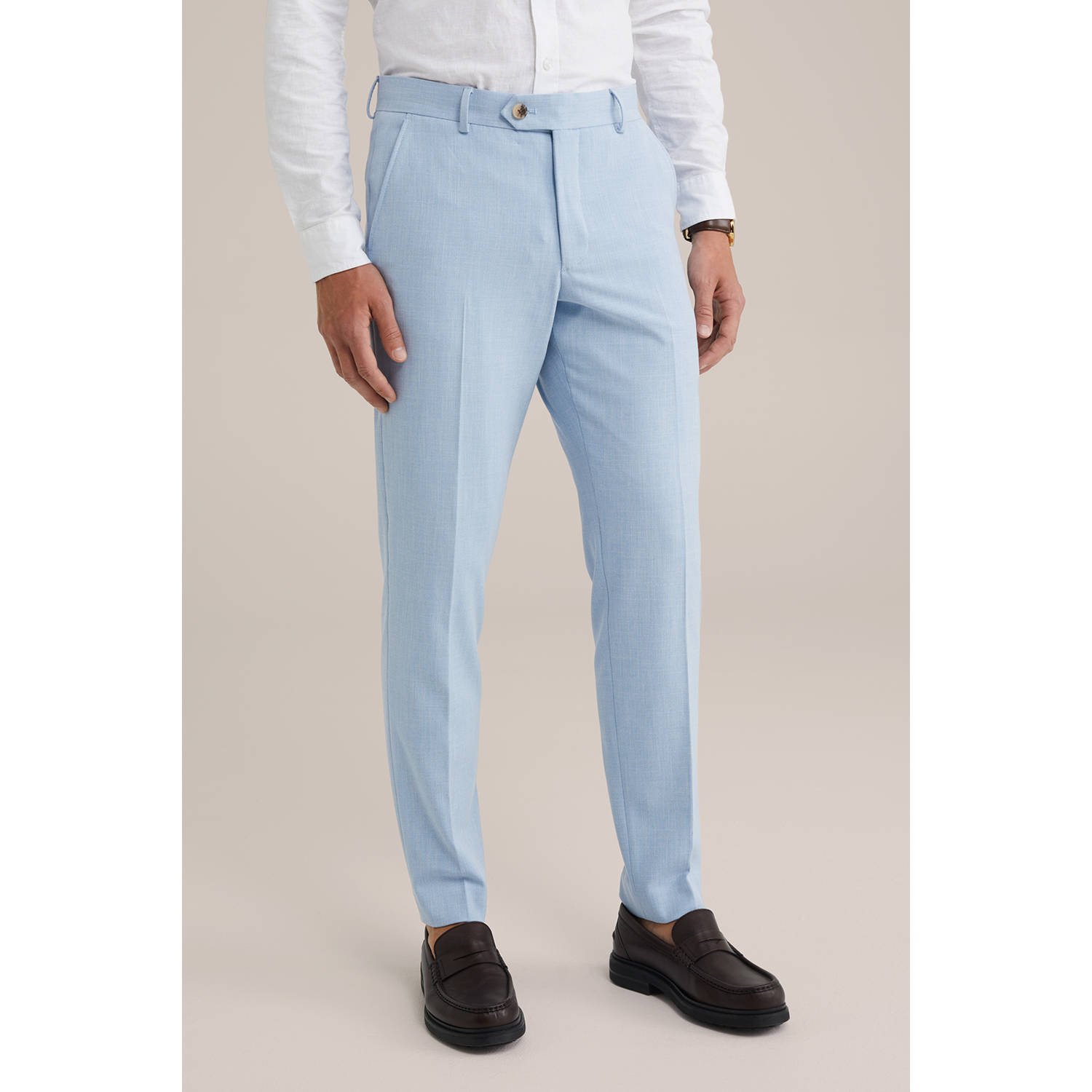 WE Fashion slim pantalon lichtblauw