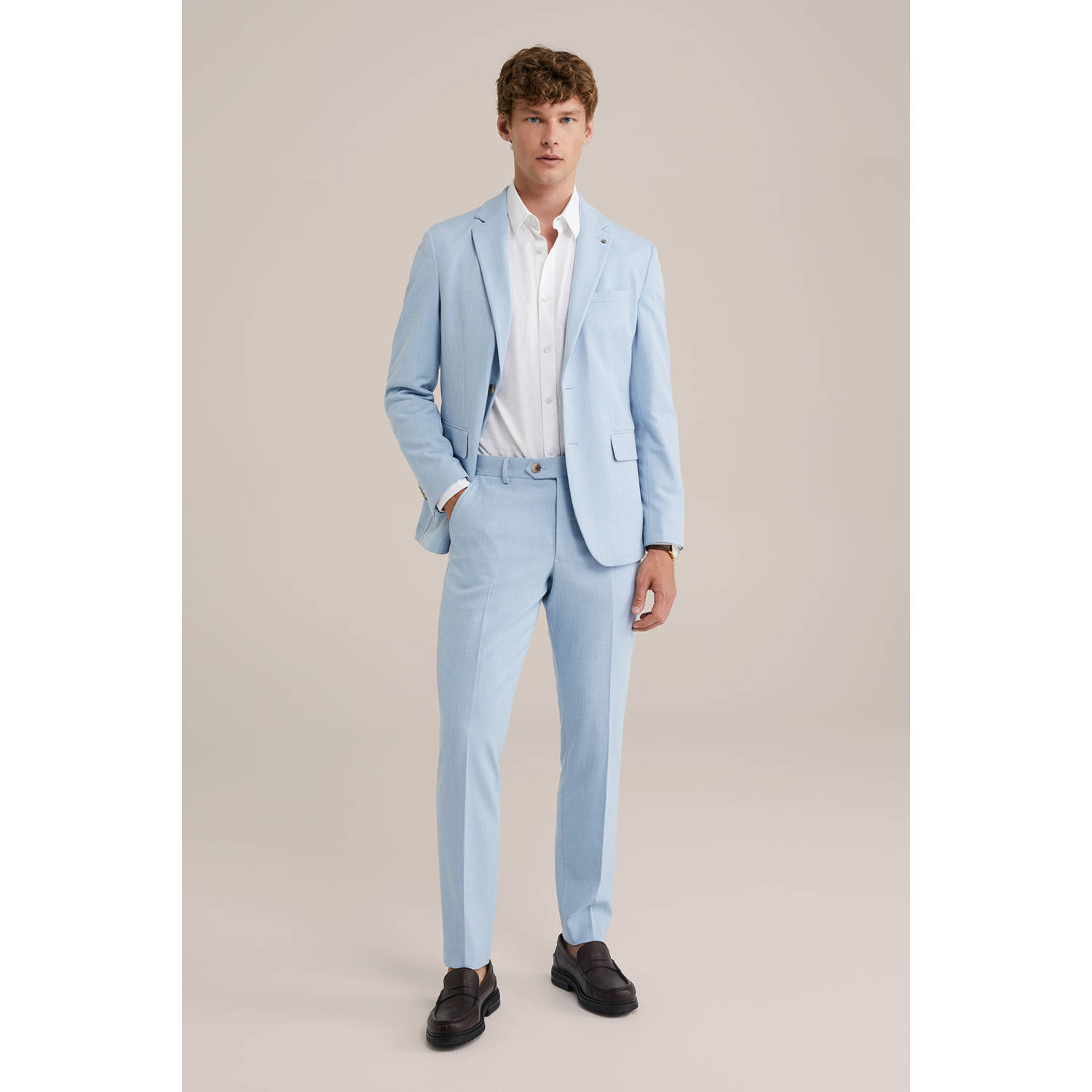 WE Fashion slim pantalon lichtblauw