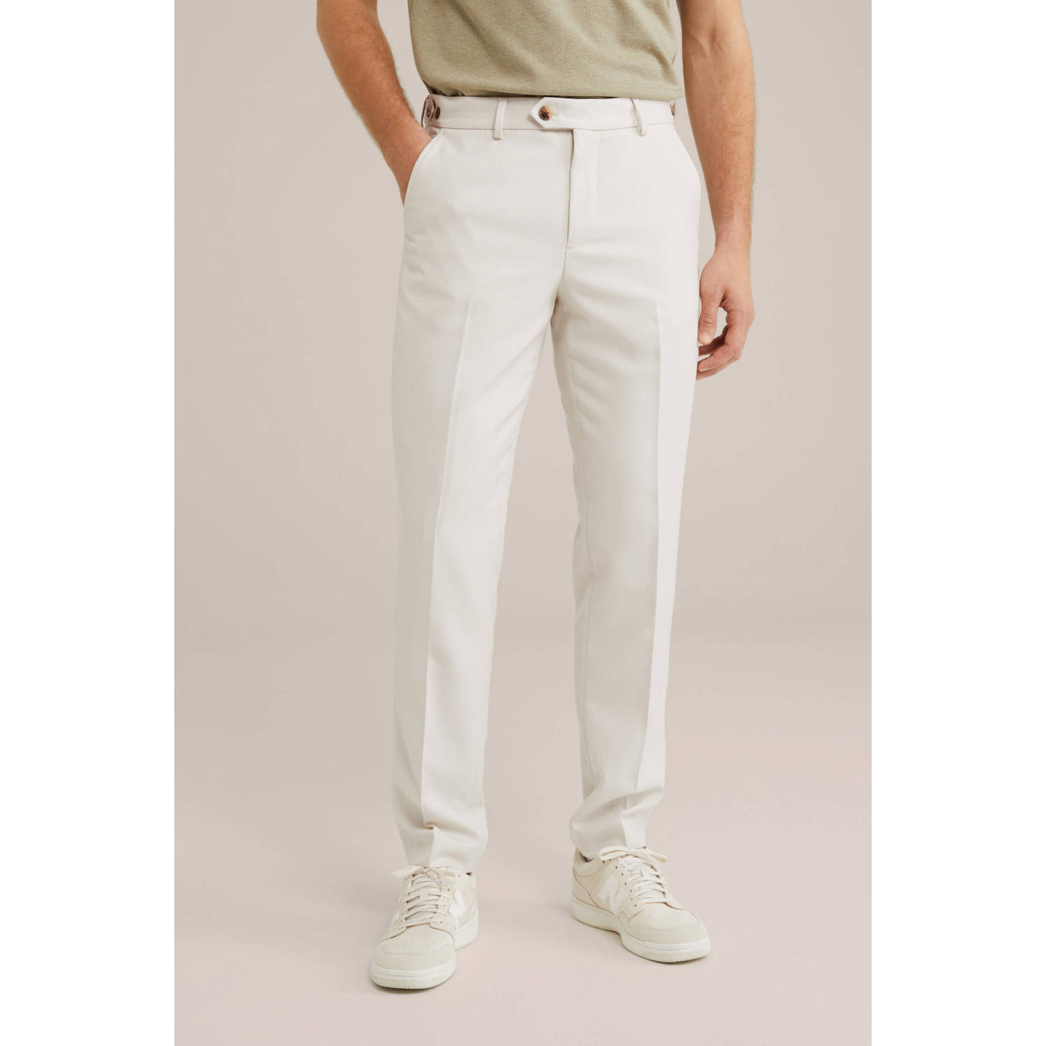 WE Fashion slim pantalon ecru