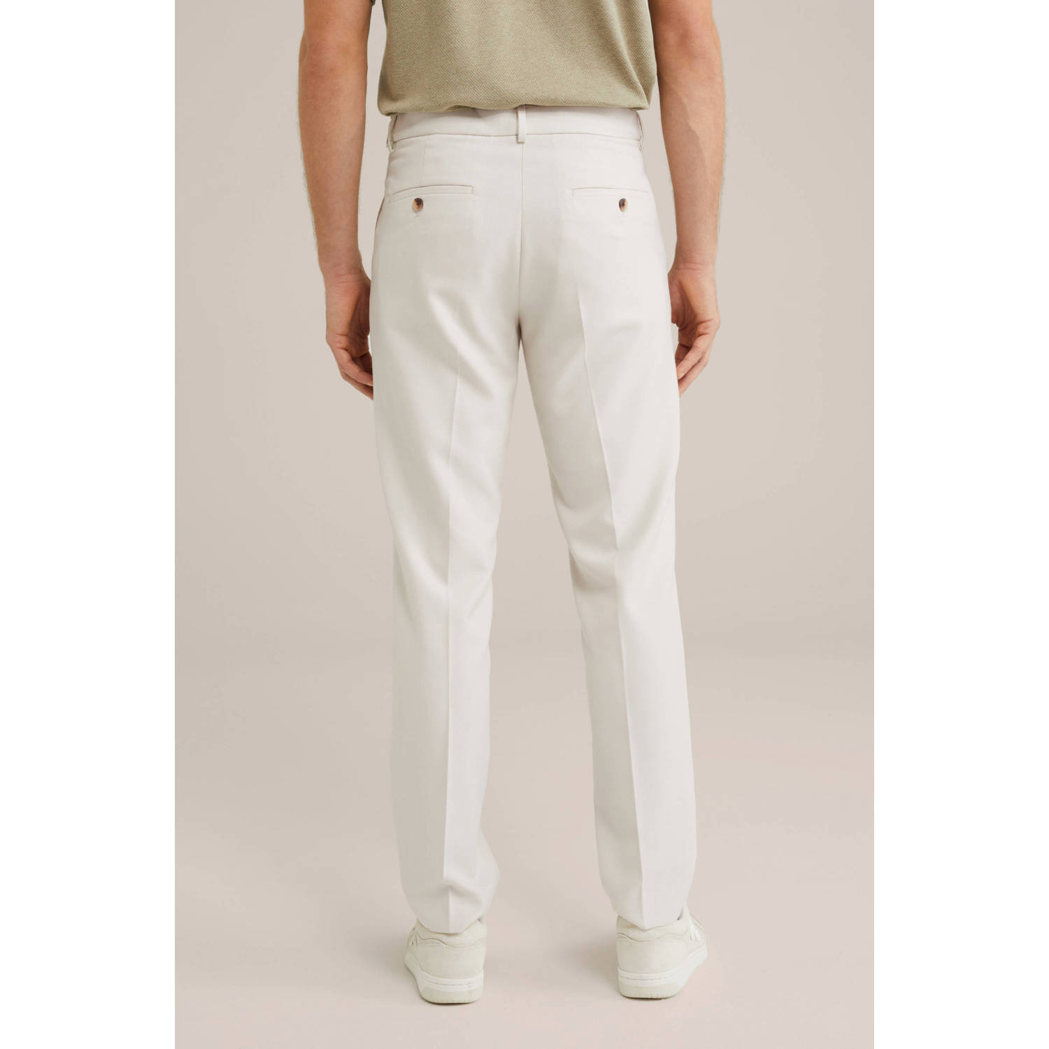 WE Fashion slim pantalon ecru