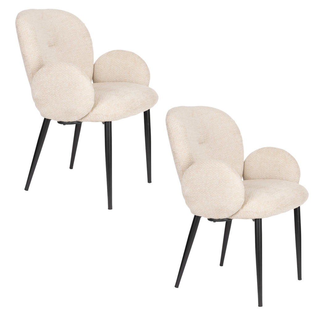 Housecraft Living Housecraft Living Alaz Eetkamerstoelen met armleuning Off-white (set van 2) Alaz Eetkamerstoelen met armleuning Off-white - Set van 2